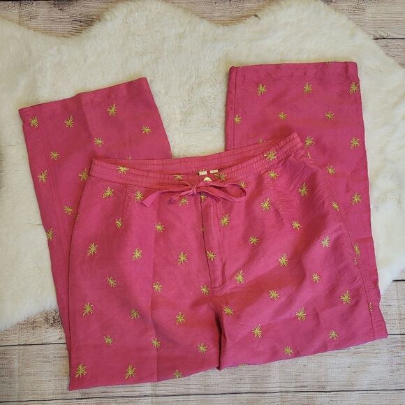 NWOT Debra Deroo hot pink & lime green silk pants - Picture 1 of 7